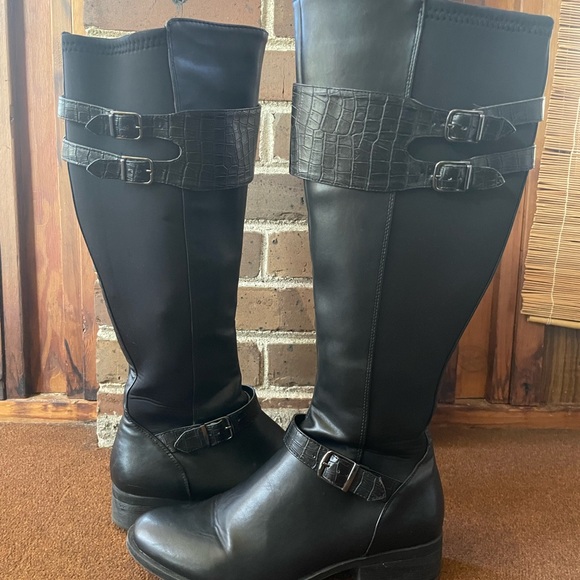 Faux leather riding-style boots - Picture 1 of 8